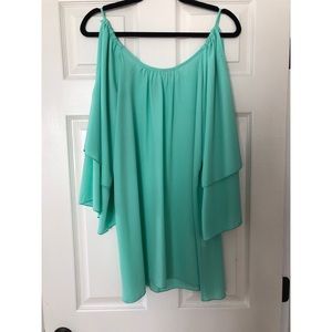 Flowy green cold shoulder boutique dress